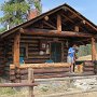 We (or, at least, one of us) cleans up the cabin.<br />					